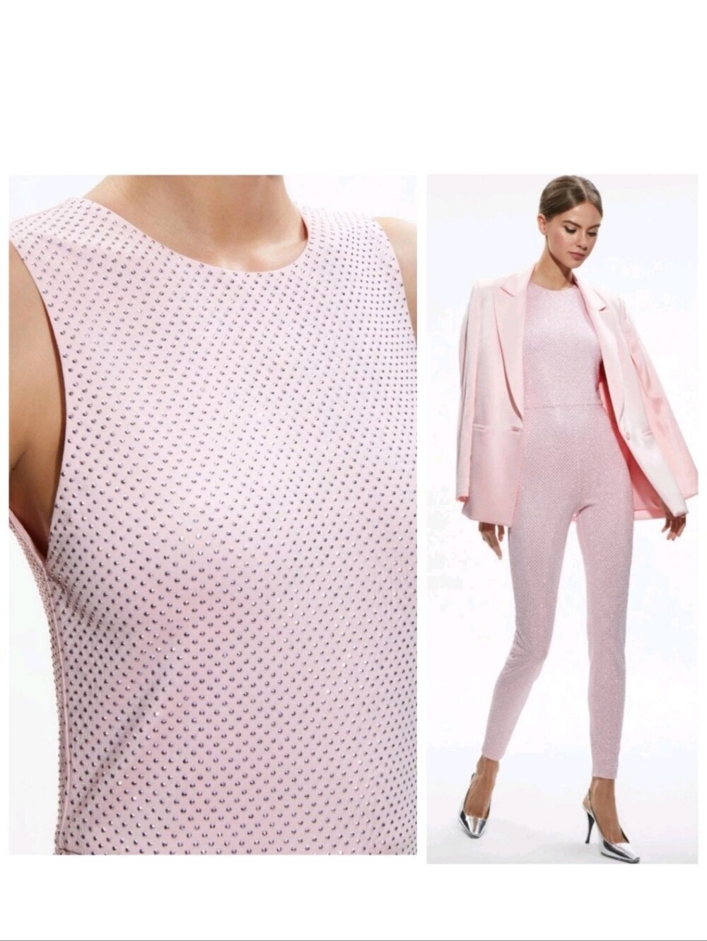 ALICE + OLIVIA  FREDDIE CREWNECK EMBELLISHED CATSUIT $595